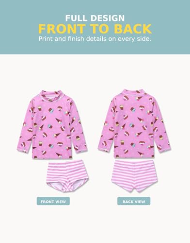 Image of VAENAIT BABY Girls Rash Guard Swimsuit UPF 50+ Long Sleeve Toddler Bathing Suit Ribbon Stawberry Floral Fruit for 2~8Years