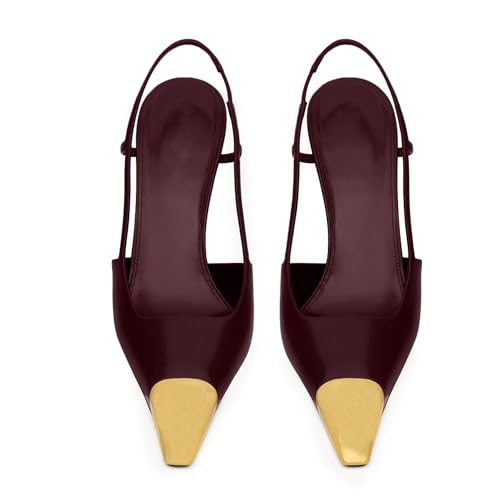 Slingback Heels For Women Pointed Closed Toe Stiletto Heels Pumps,Women's Basic Classic Pumps Mid High Heels Wedding Dress Shoes3