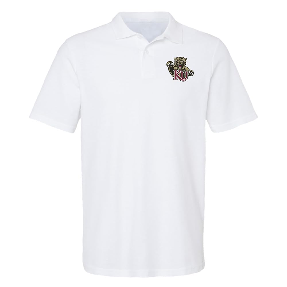 Campus Lab Kutztown University Primary Logo Men's Adult 100% Cotton Knit Polo Shirt, White, Small