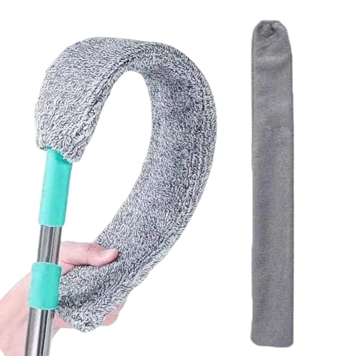 Zetqhuu Plumero de Microfibra Flexible,Herramienta de Limpieza Plana Retráctil | Despolvador Plano para Bajo Electrodomésticos | para Sofá Cama Muebles Parte Inferior Suelo Grietas Techos Altos Piso