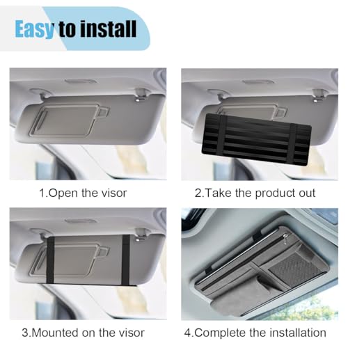 Suede Car Sun Visor Organizer with Multi-Pocket