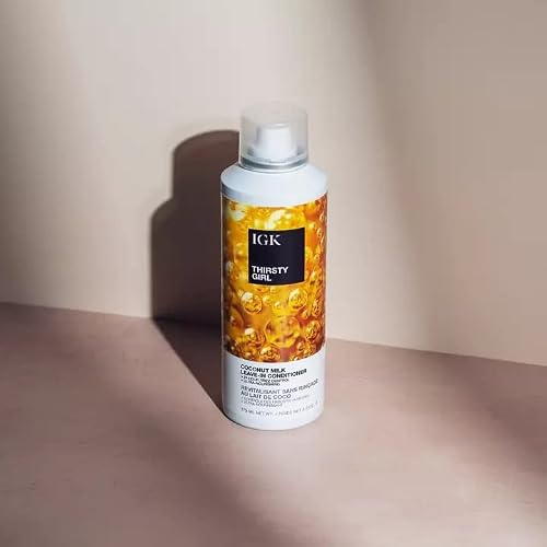 IGK THIRSTY GIRL Coconut Milk Leave-In Conditioner | Hydrate + Strengthen + Frizz Control | Vegan + Cruelty Free | 5 Oz