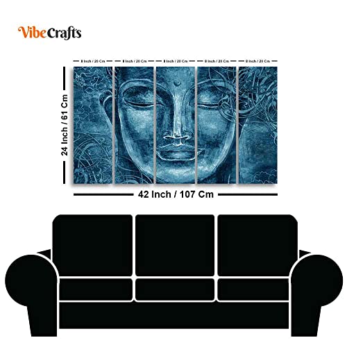 Image of VIBECRAFTS Face Sculpture of Buddha Five Pieces Wall Painting For Home|Office|Living Room|Gift (PTVC5Pcs4 8581)