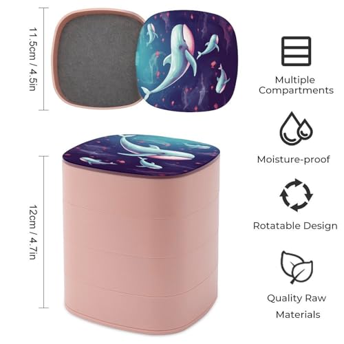Boîte à bijoux pour collier rotative et imprimée baleine pour coiffeuse