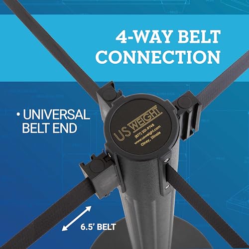 US Weight Crowd Control Barriers- Sentry Stanchion with Extended 11\' Retractable Belt Barrier– Easy Connect Assembly - Made in The USA