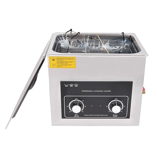 Digital Ultrasonic Cleaner, 10L Stainless Steel Ultrasonic Cleaning Machine, with Heater and Timer, 6pcs Industrial Grade Ultrasonic Transducers, Parts Cleaner for Retainer Glasses Jewelry Lab Tool