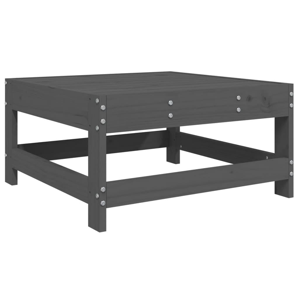 Salon de Jardin 4 pièces Bois Massif de pin Gris canapé Angle modulable avec Fauteuil Pouf accoudoir Dossier pour terrasse extérieur Balcon Jardin Patio détente