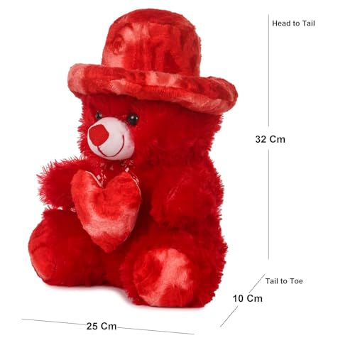 Image of Plush Stuffed Animal Toy | Ultra Soft and Cuddly Teddy for Kids and Adults | Cute Hugging Doll for Gifting, and Bedroom Decor (Red Teddy Bear)
