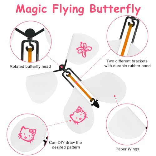Image of LOMIMOS 20Pcs Flying Butterfly, White Magic Wind Up Butterfly Toy DIY Butterfly Wings for Children Surprise Wedding Birthday Party Gifts Book Greeting Card