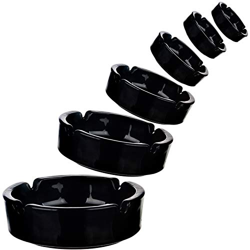 Cenicero de cristal, juego de 6 piezas, con soporte para cigarrillos, transparente, cenicero para cigarrillos, color negro