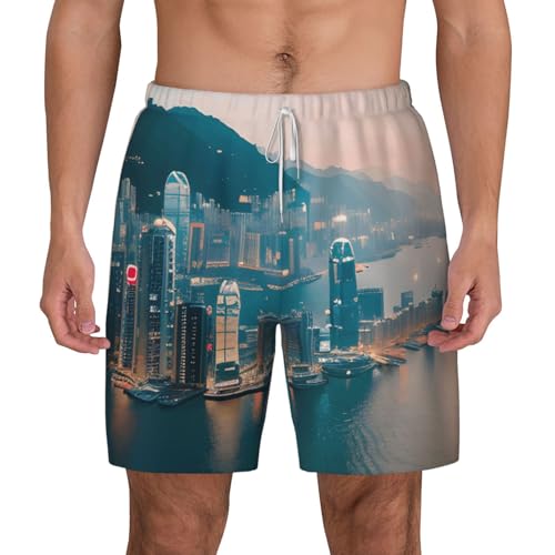 Short de bain pour homme léger et respirant motif Hong Kong pour le beach-volley