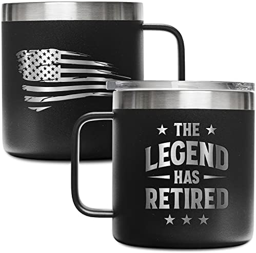 PRPinkRain Retirement Gifts for Men 2023 - The Legend Has Retired - American Flag Tumbler, Retirement Gag Gifts Idea for Men, Him, Dad, Grandpa, Husband, Coworkers,…