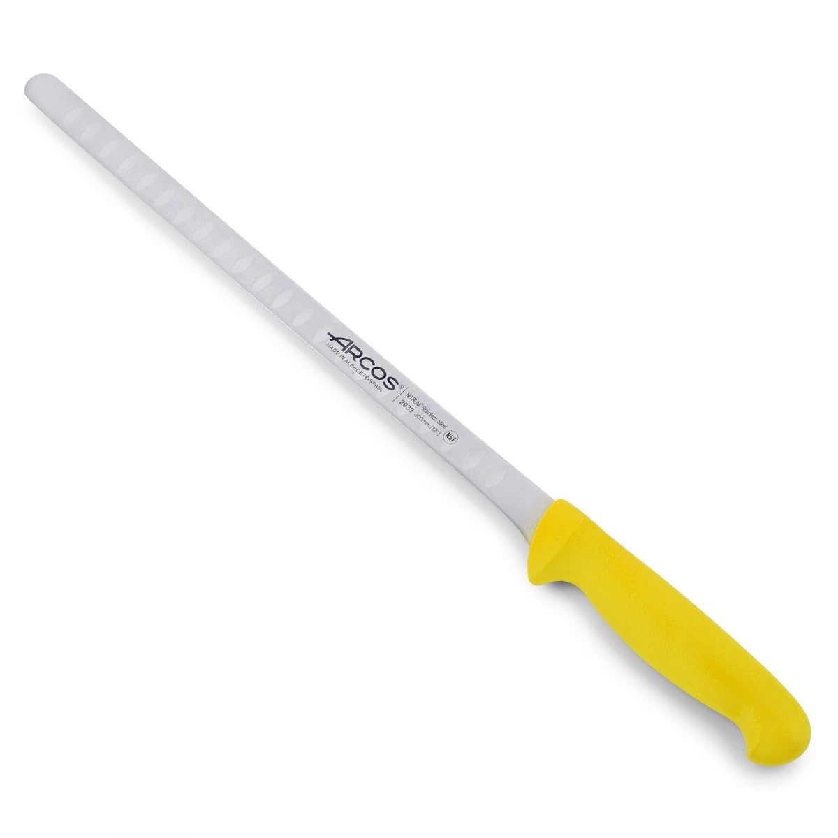 Arcos Fischmesser aus Nitrum Edelstahl mit 300 mm Klinge - Ergonomischer Griff aus Polypropylen, Ideal für die Verarbeitung und Zubereitung von Fisch - Gelb, Serie 2900