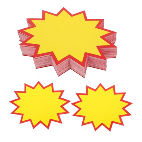 SGERUFZ 50 Pcs Étiquette de Vente au Détail en Papier Étiquette de Prix Accrocheur Étoile Vente Prix Étiquette pour Faveurs Magasin Détail 17 * 13cm