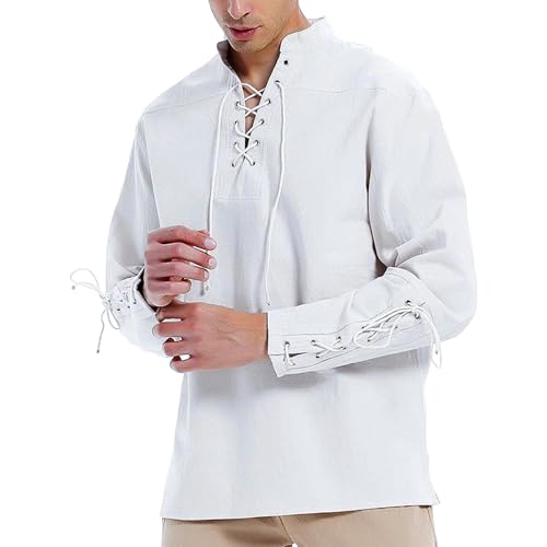 Chemise en lin homme à manches longues au style rétro et décontracté