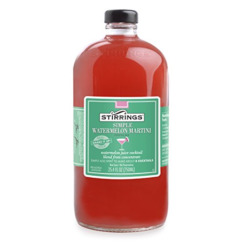 Stirrings | Premium Cocktail & Martini Drink Mixers with Real Juice | Simply Add Spirits | 750ml Jars (Simple Watermelon Martini)