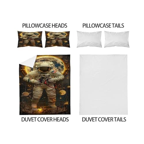 Housse de couette astronaute 260x220 cm avec 2 taies - 4