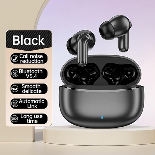 Wireless Earbuds, 2025 Bluetooth 5.4 Headphone 3D Bass Hi-Fi Stereo Ear Buds, 4 ENC Noise Cancelling Mic, 48H 3g USB-C in-Ear Earphone, IP7 Waterproof Workout Sport for Laptop Pad Android iOS, Black