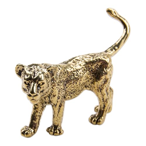 Figura de León Dorado de Latón Miniatura Decorativa
