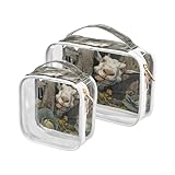 Sinestour Goat Cabbage Patch Clear Toiletry Bag with Zipper Travel Makeup Pouches with Handle Cosmetic Organizer Case Set for Men Women Carry On