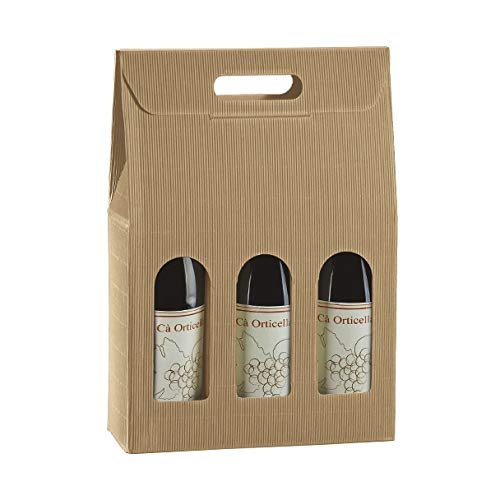 Scatole Per 3 Bottiglie Vino - Confezione Regalo Natalizia In Cartone Resistente Bordeaux