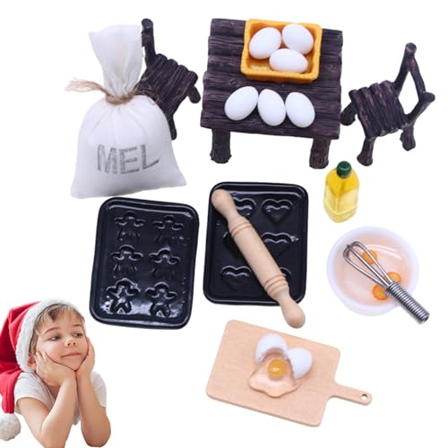 Miniatura de comida para casa de bonecas - Comida de boneca pequena - Pequeno azeite ovo cadeira rol
