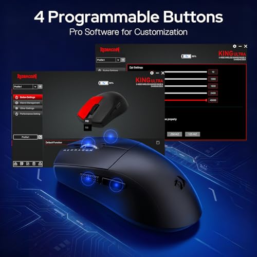 Image of Redragon M999 Wireless Gaming Mouse, Tri-Mode Mouse with RGB Magnetic Charging Dock, 45000 DPI MAX Adjustable, 4 Programmable Buttons, Ergonomic Design for PC Laptop Mac