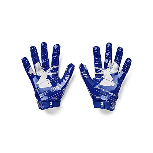 Under Armour Men's F8 Football Gloves, Royal (400)/Metallic Silver, Large
