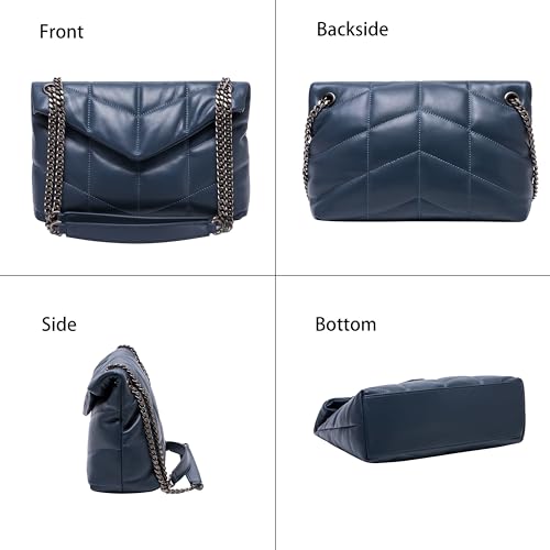 DORIS&JACKY Designer Leather Shoulder Purse For Women Lambskin Quilted Tote Bag With Convertible Chain Strap4