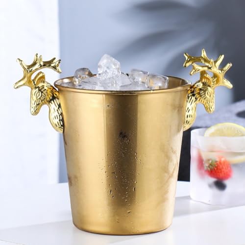 Cubo de hielo de metal con asa para mantener frías tus botellas de vino y bebidas 5