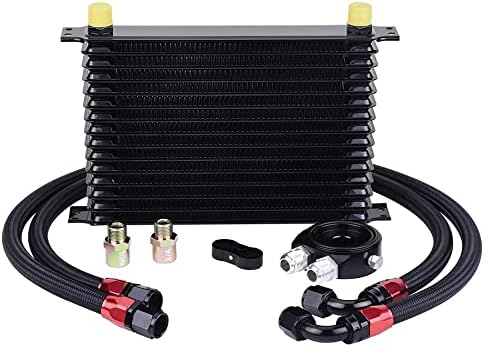 EVIL ENERGY 15 Row Oil Cooler Kit, 10AN Transmission Engine Cooler Universal Aluminium Black