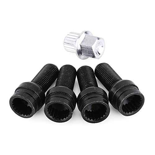 Locking Wheel Nut Set, M14*1.5MM Black Steel Wheel Bolt & Lock Lug Nut Set with Key for Easy Installation