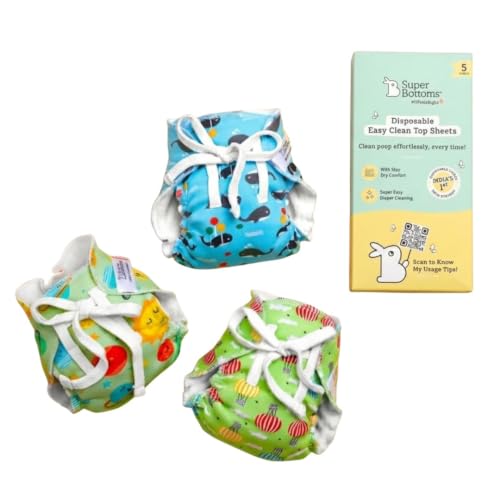 Image of superbottoms Premium DryFeel Baby Langot 0-6 months l 100% Cotton Modern Baby Nappy l Mess-free Langot with Gentle Elastics l Super DryFeel Top Layer l Diaper-free Time Essential | 3 Pack