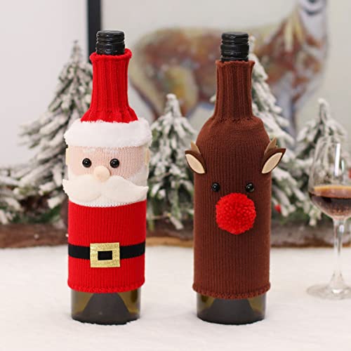 Couvercle de de vin Pull de vin Décorations de fête tricotées pour bouteilles - 7