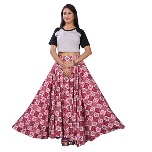 Image of JYESHTA Women's American Crepe Flared A Line Stitched Long Skirt with 12 Mtr Flare 40 in Height | Skirts for Women Long Length | Long Skirts for Girls