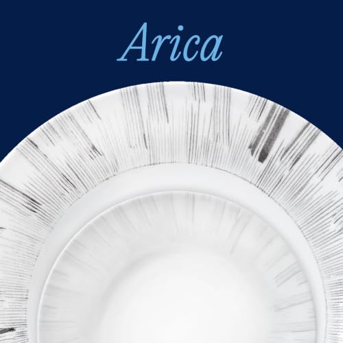 Image of Corelle Vitrelle 18-Piece Service for 6 Dinnerware Set, Triple Layer Glass and Chip Resistant, Lightweight Round Plates and Bowls Set, Arica