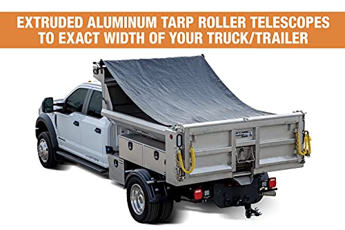 Buyers Products DTR7018 Manual Alumium Tarp System, 7 FT x 18 FT Mesh Tarp, Without Deflector, Dump Body Tarp Kit, Dump Trailer Accessories, Dump Body Accessories, Black