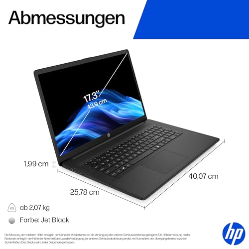 HP Laptop mit 17,3" FHD Display, AMD Ryzen 5 7520U, 8 GB DDR5 RAM, 512 GB SSD, AMD Radeon-Grafik, Windows 11, QWERTZ, Schwarz inkl. 25 GB Dropbox-Speicher für 12 Monate 5