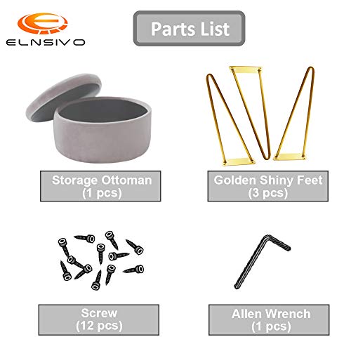 image for Elnsivo Velvet Storage Makeup Vanity Stool Footrest Ottoman Dressing U