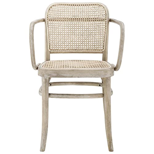 Modway Winona Elm Wood Dining Chair With Cane Rattan Seat In Gray #TOP1