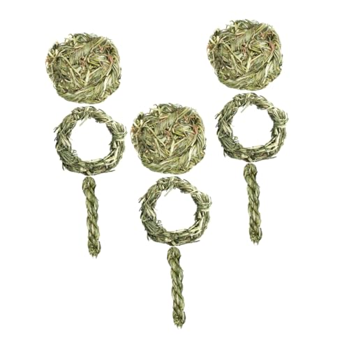 Amosfun 9stücke Zahnpflegesnacks aus Chinchillagras für Kleintiere mit Kau-Spielzeug für Hamster und Chinchillas Naturmaterialien für Haustiere