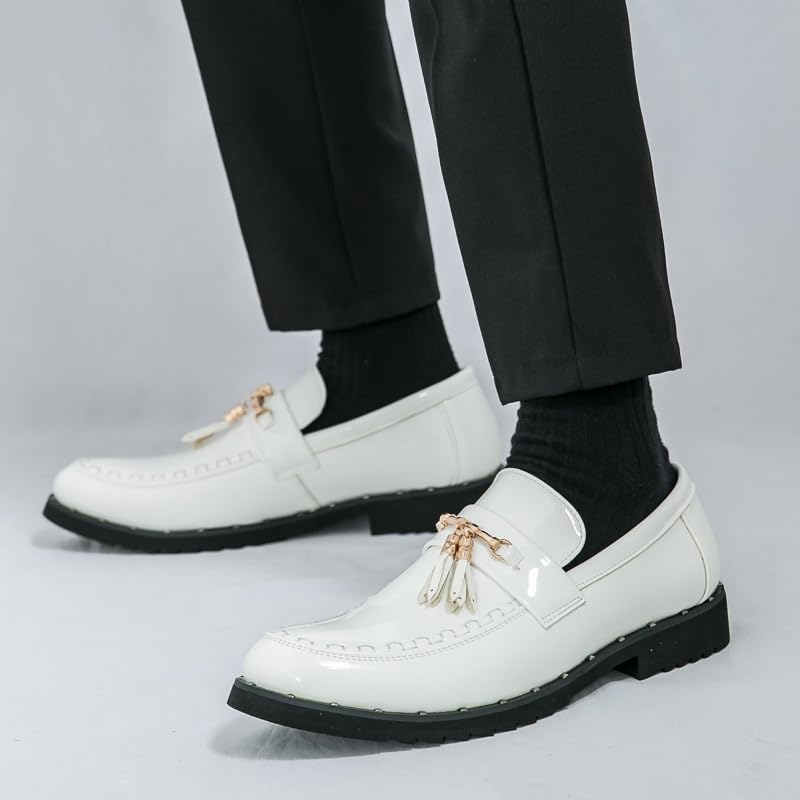 Luxury Men's Patent Leather Dress Shoes, Pointed Toe Formal Oxfords, Height Increase Wedding Party Shoes, Classic Elegant Men's Formal Shoes2