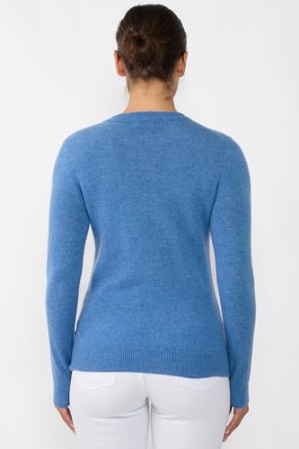 Image of JENNIE LIU Women's 100% Pure Cashmere Crew Neck Sweater, Tight Knit Cozy Soft Hand Washable Long Sleeve Pullover