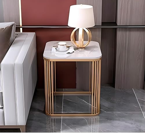 Image of Square Coffee Table and End Table for Living Room, Bedroo Coffee Table Balcony Garden, etc with Open Storage, Engineered Wood Surface Top (Golden-)