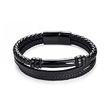 WIRMEC Pulsera de cuero 2023, pulsera Punk de cuero multicapa para hombre, cierres magnéticos de acero inoxidable a la moda, pulsera clásica, regalo de joyería para hombre