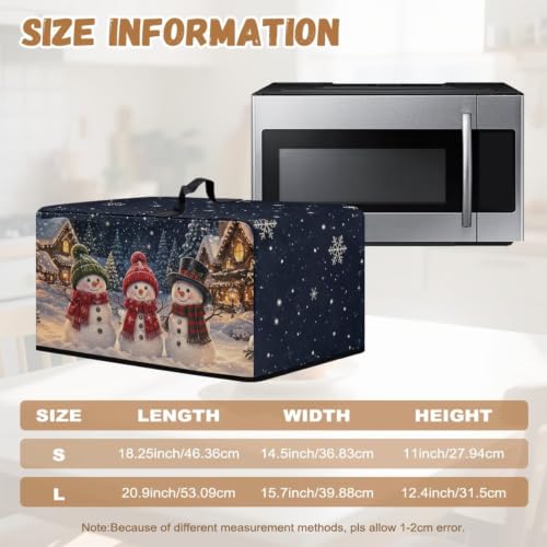 Image of Convection Oven Cover, Dust Proof Smart Microwave Oven Protector for Christmas Winter Holiday Decorations, S, 18.25 x 14.5 x 11 Inches, Snowman Night Scene Print