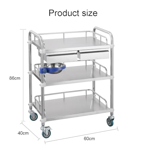 Chariot de laboratoire à 3 couches en acier pour organisation médicale - 3