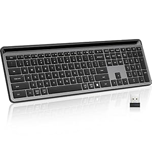 Wireless Keyboard, 2.4G/Bluetooth Keyboard, Ultra-Slim Computer Keyboard With Numeric Pad, iPad Keyboard With Tablet Holder, Quiet Keyboard for iPad, iPhone, Laptop, PC, Mac