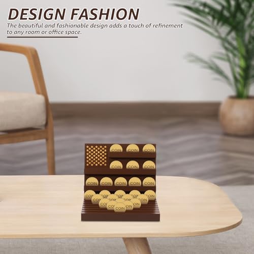 Soporte para monedas con 10 filas de madera sólida miniatura 7