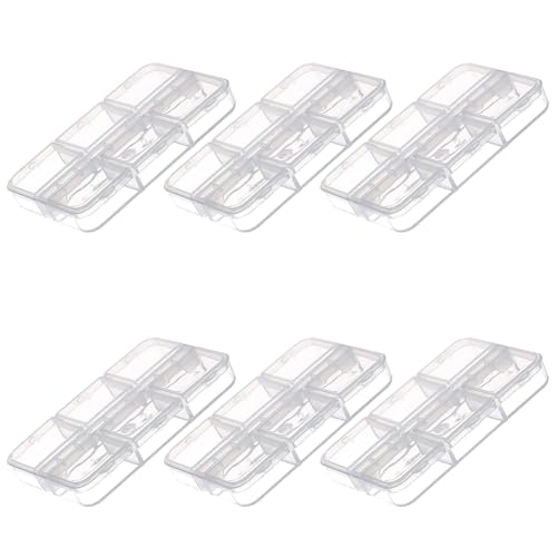 6 Pieces Nail Storage Box Case 6 Grid Nail Packaging Box Plastic Nail Display Storage Box Nail Organizer Case Box Jewelry Storage Organizer Box Rhinestone Organizer Container Case, Clear
